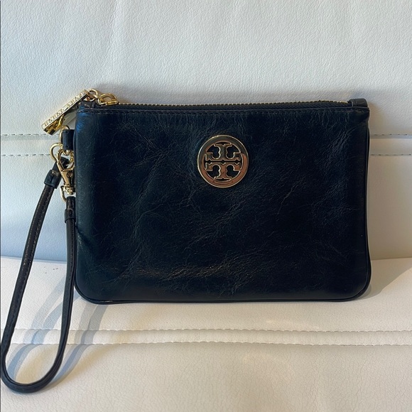 Tory Burch Handbags - Tory Burch Black Clutch with Gold Logo